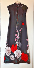 1960's. McINERNY HAWAII DAY GLO DRESS MUUMUU BLACK, RED, PINK, WHITE Sz Sm