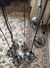 Wortmann & Filz Kaskadenlampe 70er Jahre, 7 Kugeln, Chrom, Deckenleuchte