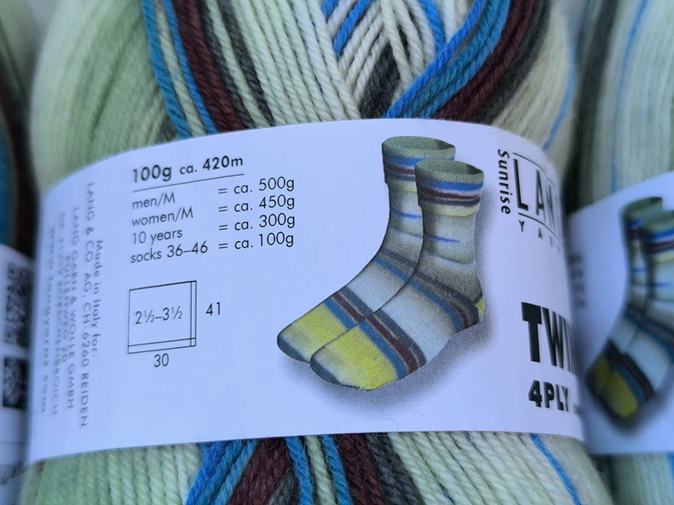 Three skein Lang socks yarns for hand knitting 100 g, Italy - Image 2 of 4