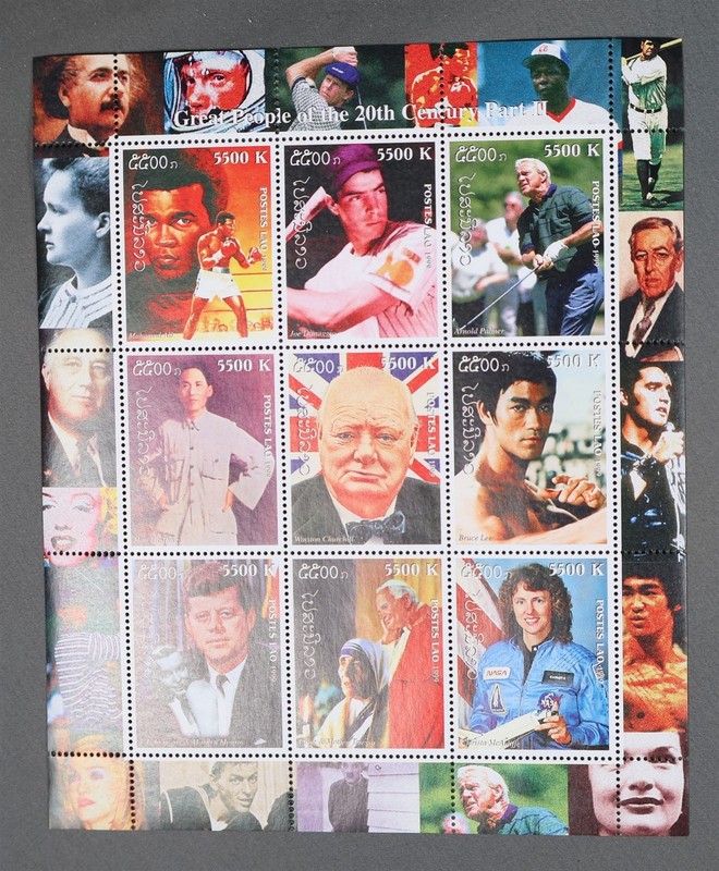 MayfairStamps Laos Great People of the 20th Century Souvenir Sheet aaz_22397