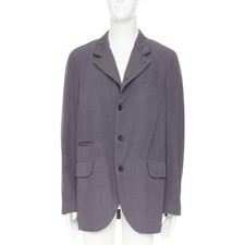 COMME DES GARCONS HOMME DEUX 2024 grey wool flap pockets long-line blazer XL