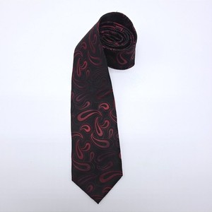 John Ashford Mens Black Red Paisley Silk Necktie Handmade