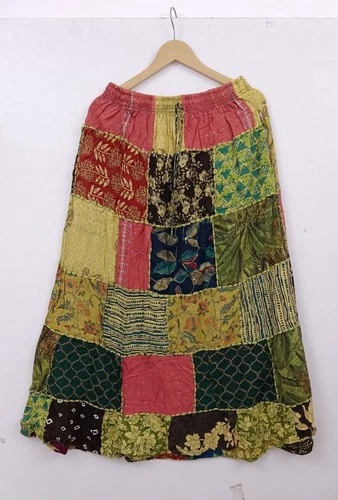 Women's Multi Patch Elastic waist long Acidwash Skirt Wholesale mix lot 05 pcs