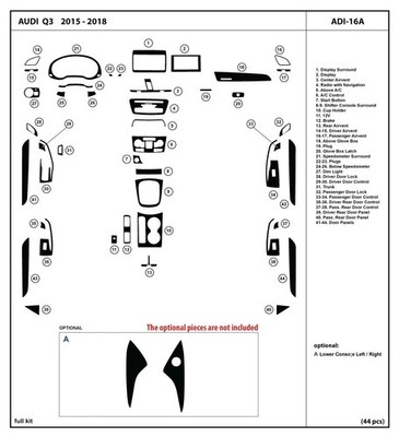 Interior Dash Trim Kit Set for AUDI Q3 2015-2018