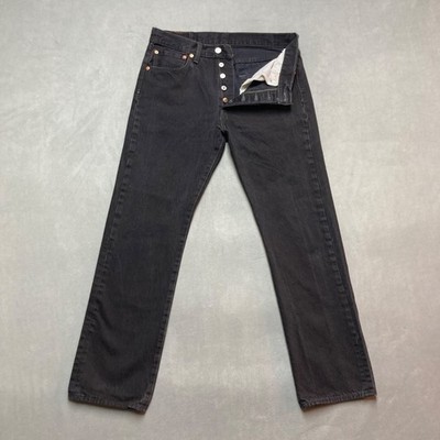 Levis 501 Jeans Mens 32x32 Black Classic Straight Leg Button Fly Denim