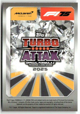 Topps F1 Turbo Attax 2025 Formel 1 No. 335 Oscar Piastri Super 