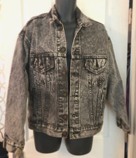 Levi's Vintage 70507 0253 Trucker Black Denim Acid Wash Jacket Made USA Medium