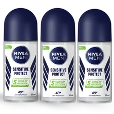 Nivea Men Sensitive Deodorant 48H 1.69 fl oz, Chamomile, 0% Alcohol (3-Pack)