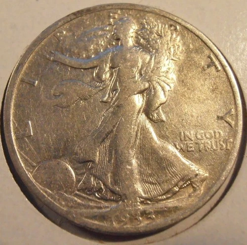 1933 S Walking Liberty Half Dollar, VERY FINE, 90% Silver Coin (33SVF1)