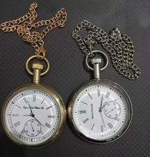 Elgin Antique Pocket Watch Lot 2 Pcs   Vintage Brass Collectible