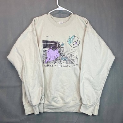 Vintage Hanes Ultimate Sweatshirt Men L Beige Crewneck Nellies Life Bowl