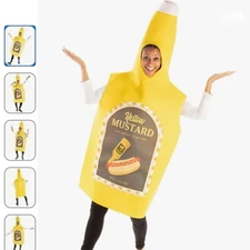 Yellow Mustard Condiment Halloween Costume One Piece Yellow Unisex One Size NWT