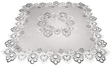 Silver European Lace Antique Jacquard Fabric Table Topper Square 34 Inch