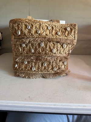Salt + Umber Isla Jute Seashell Tote Boho Fringes original $149