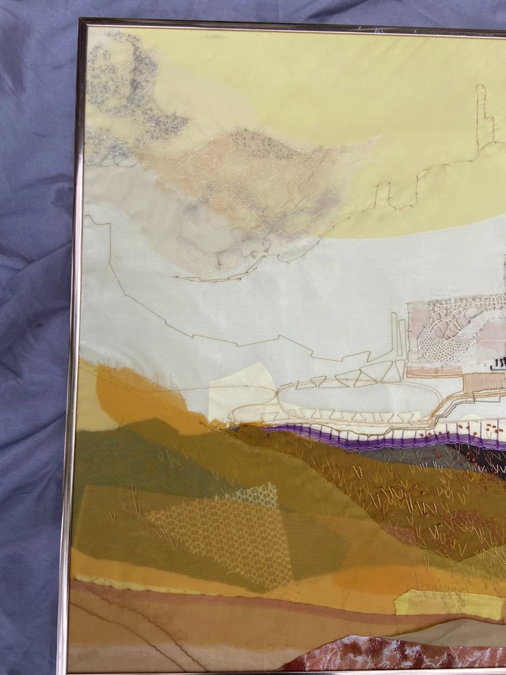 Arte de pared de tela textil enmarcado Joan Schulze '76 LA CIUDAD paisaje urbano 30 "X 20" Foto 2 de 4