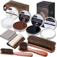 Shoe Polish Kit, Horsehair Brush Shoe Shine Kit For men