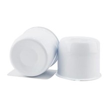 2Pcs 4.25inch Stainless Trailer Wheel Center Caps Push 4.25" OD 3.66" H White