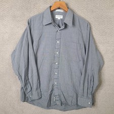 Vintage Hathaway Shirt Mens 17-35 Gray Button Down Sterling Pinpoint Cotton
