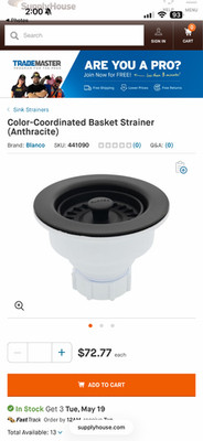 441090 BLANCO Matte Anthracite Basket Strainer