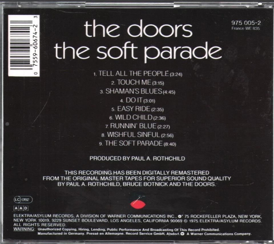 Doors Soft Parade CD Europa Elektra 1989 9750052 - Bild 2 von 2