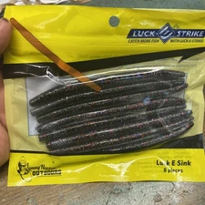 Luck E Strike senko style 5.25” worm Domino color 8 count pack