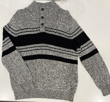 Croft  Barrow Men's Button Up Knitted Pullover Sweater 100 Cotton Size Large