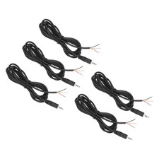 5pcs 3.5mm Male Jack 1/7" TRS 3 Plug 41mm 26AWG Pole Cable, 78.7inches