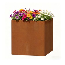 20"Lx20"Wx21"H Corten Steel Large Square Planters Metal Garden Planters for Yard