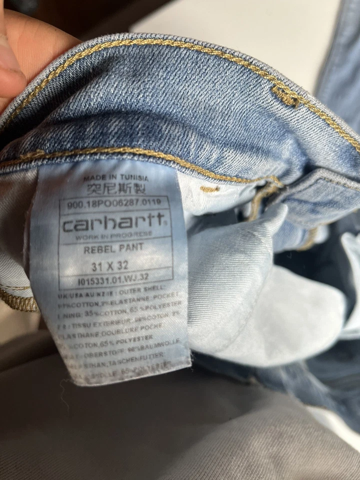 Pantalon Carhartt Pontiac Pant Couleur bleu foncée en jean taille 28 X 32 - Photo 3/4