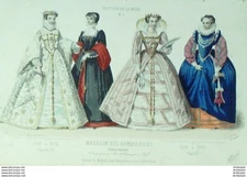 1855 Ladies Shop Fashion Engraving # 6 (Watercolor Old Fashion Plate)