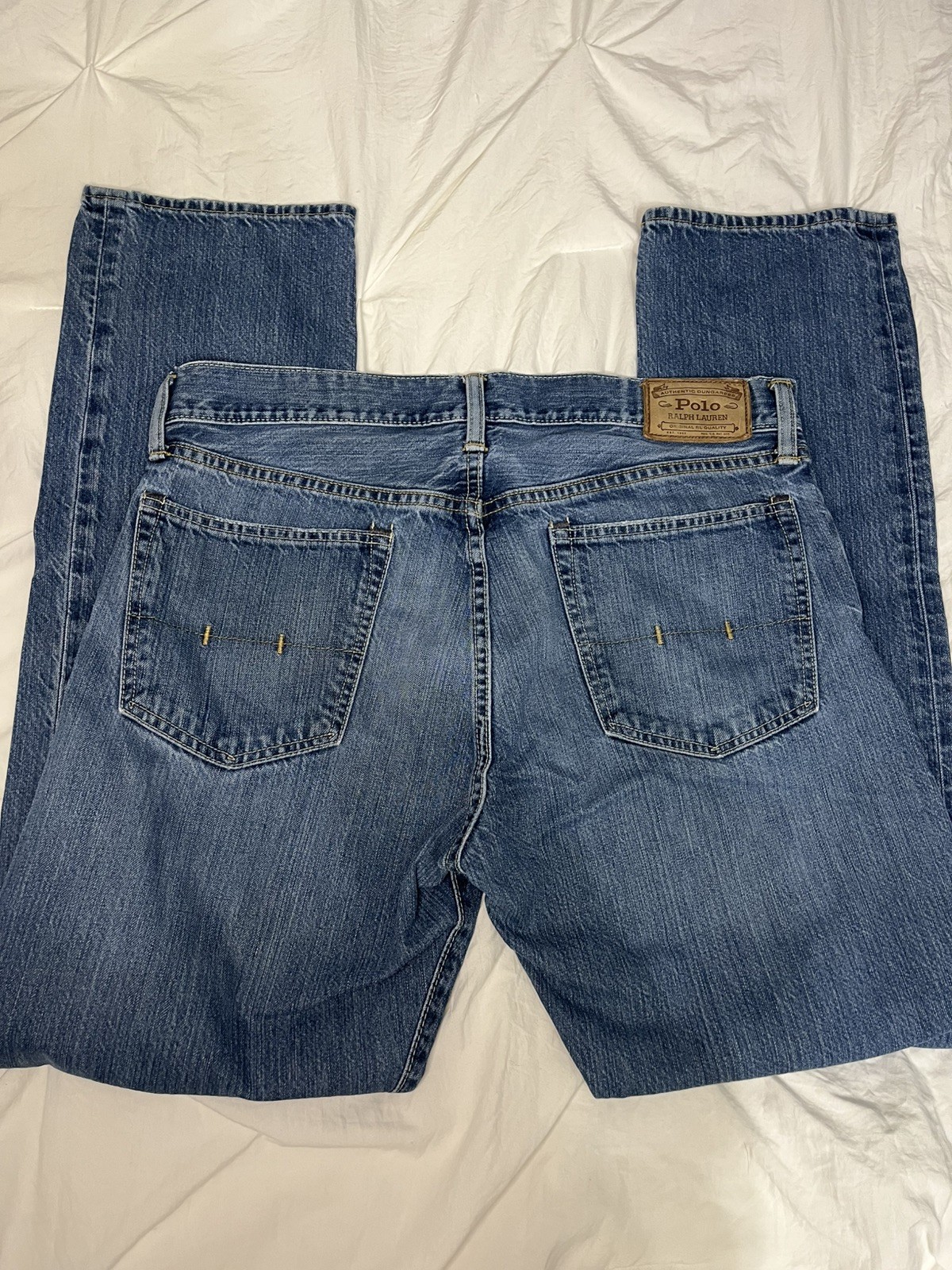 VTG Polo Ralph Lauren Authentic Dungarees Mens 33x32 Med Wash Straight Leg Jeans
