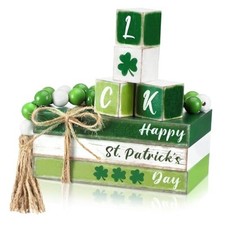 8 Pcs St. Patrick's Day Tiered Tray Decor Rustic Fake Wooden Book Decor Irish 