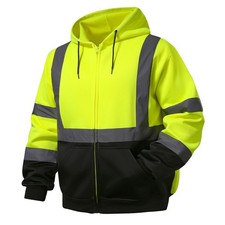SKSAFETY Hi-Vis Work Safety Hoodie for Men - Class 3 High Visibility Reflective