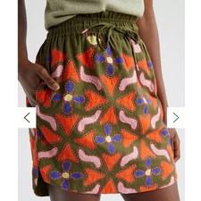 NWT Anthropologie Green Embroidered Mini Skirt size Small w/ Pockets