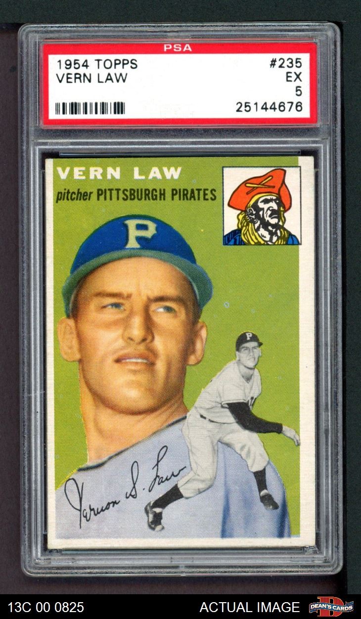 1954 Topps #235 Vern Law Pirates PSA 5 - EX
