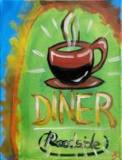 Original Diner Art 14x11 Canvas Pop Art Expressionism Wall Decor Painting