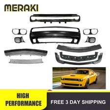 Front Bumper Cover & Grille & Lip For 2015-2023 Dodge Challenger Hellcat Style