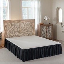 Bed Skirt Queen Size Ruffled Bed Skirt with Split Corners, 18 Inch Drop Dust ...