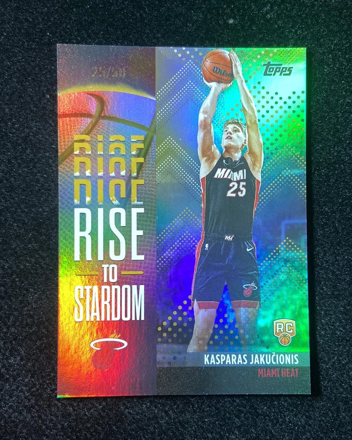 2025-26 Topps Flagship Rise to Stardom Gold Kasparas Jakucionis Rookie 25/50 HD