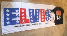 rare elvis 68x30 concert banner from the philadelphia spectrum 6/23/74 & shirt
