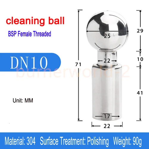 Rotary Spray Ball Cleaning Head 1/2" 3/4"1" 2" Rotating Tank Washing Nozzle CIP - Picture 3 of 9