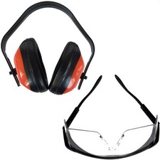 Schutzbrille + Geh&ouml;rschutz  f&uuml;r Brillentr&auml;ger geeignet  SET SONDERPREIS NEU