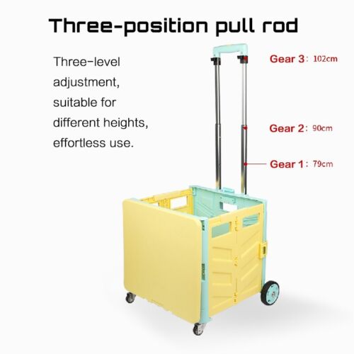 Folding Utility Cart Portable Rolling Crate Handcart Shopping Trolley Tool Box