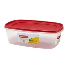 Rubbermaid Easy Find Lids Food Storage Container, Large with Red Lid, 2.5 Gallon