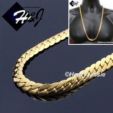 30"MEN's Stainless Steel 8mm Gold Plated Miami Cuban Curb Chain Necklace GN155