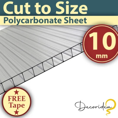 DECORIDEA UK Britshield® 10mm Clear Polycarbonate Roofing Sheet Various Size - UV Protection