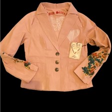 Nwt Trendy Boho Hippie Love Stitch Embroidered Blazer Jacket Size L