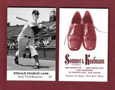1950 Sommer & Kaufmann: #27 DON LANG, Seals/PCL | 2015 Carl Aldana commemorative