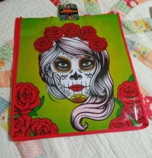 Dia de los Muertos 💀 Reusable Eco Red Shopping Tote Bag with Handles Brand New