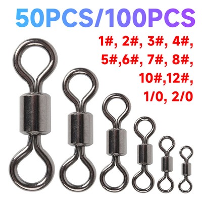 Heavy Duty Ball Bearing Rolling Barrel Swivel 31-480lb Sea Fishing Solid Ring